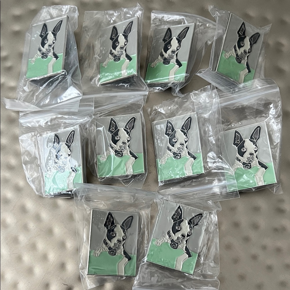 Dog (Boston Terrier) Illustration Enamel Pins- - Set of 10- NWT